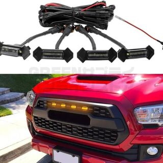 LED グリル マーカー タコマ TRD 4連 トヨタ スモーク カバー