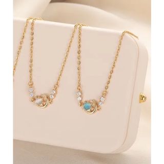 czダイヤ✨月と太陽　チェーン　ネックレス サージカルステンレス 